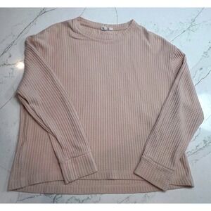 Gap Natural Waistline Cropped Waffle Knit‎ Thermal Crewneck Size Medium